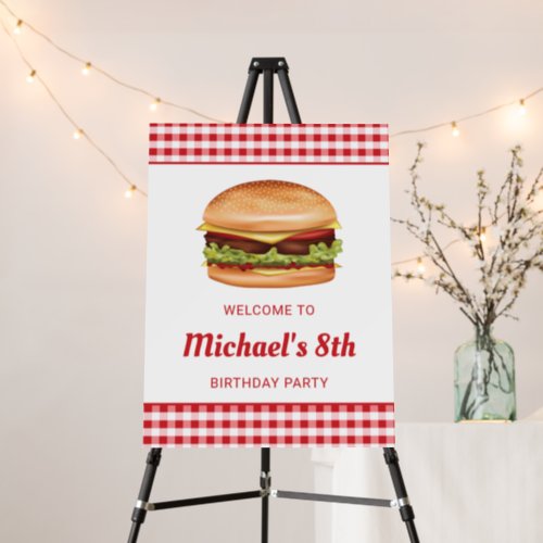 Hamburger Fast Food Birthday Party Welcome Foam Board