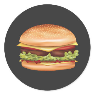 Hamburger Fast Food Illustration Classic Round Sticker