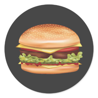 Hamburger Fast Food Illustration Classic Round Sticker