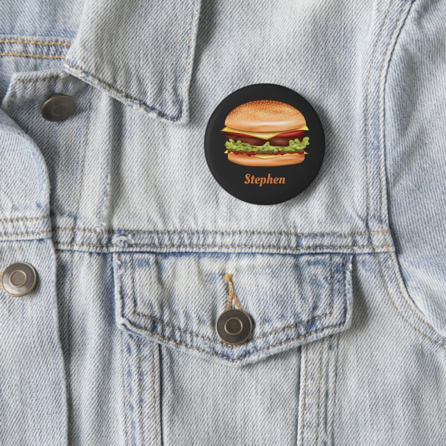Hamburger Fast Food Illustration With Custom Name Button (In Situ)