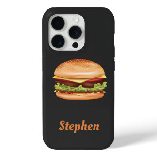 Hamburger Fast Food Illustration With Custom Name iPhone 15 Pro Case