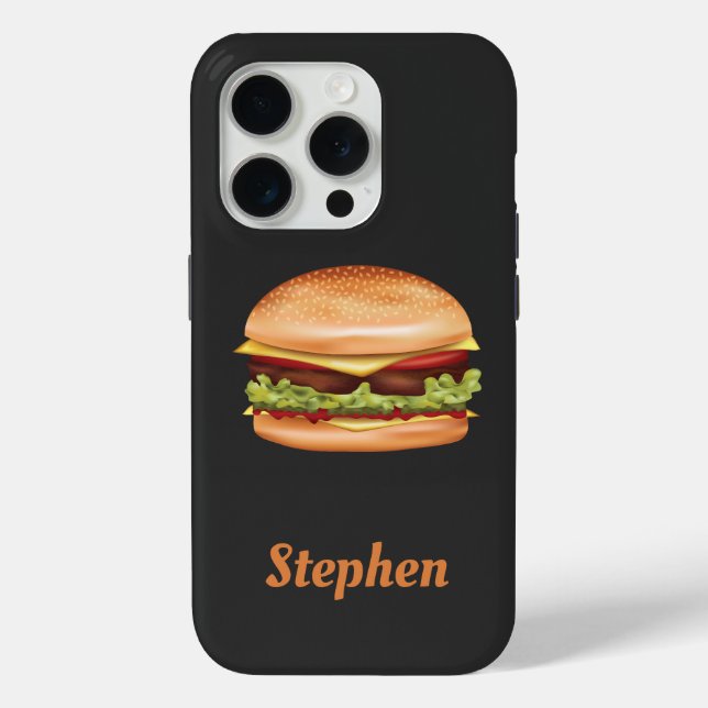 Hamburger Fast Food Illustration With Custom Name Case-Mate iPhone Case (Back)