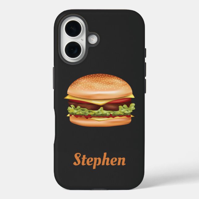 Hamburger Fast Food Illustration With Custom Name Case-Mate iPhone Case (Back)