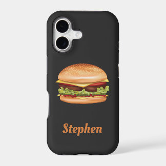 Hamburger Fast Food Illustration With Custom Name iPhone 17 Case