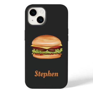 Hamburger Fast Food Illustration With Custom Name Case-Mate iPhone 14 Case