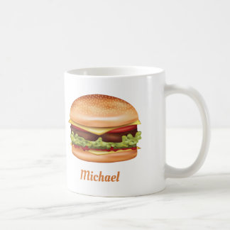 Hamburger Fast Food Illustration With Custom Name Coffee Mug