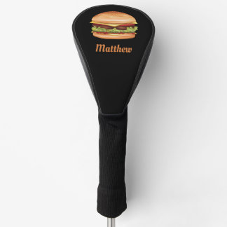 Hamburger Fast Food Illustration With Custom Name Golf Head Cover