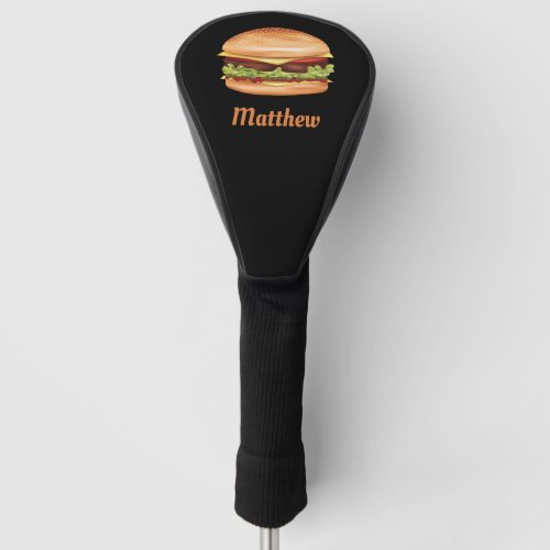 Hamburger Fast Food Illustration With Custom Name Golf Head Cover