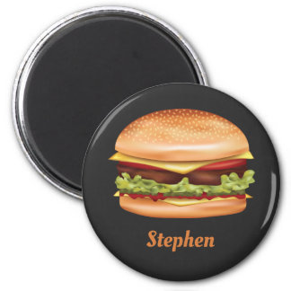 Hamburger Fast Food Illustration With Custom Name Magnet