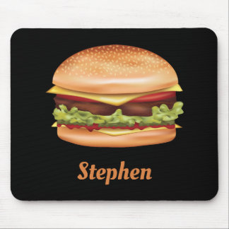Hamburger Fast Food Illustration With Custom Name Mouse Pad