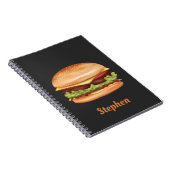 Hamburger Fast Food Illustration With Custom Name Notebook (Right Side)