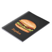 Hamburger Fast Food Illustration With Custom Name Notebook (Left Side)