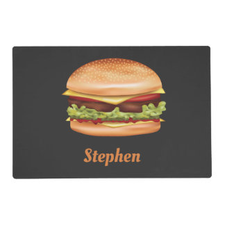 Hamburger Fast Food Illustration With Custom Name Placemat