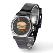 Hamburger Fast Food Illustration With Custom Name Watch (Angle)