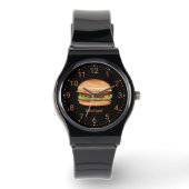 Hamburger Fast Food Illustration With Custom Name Watch (Front)