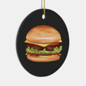 Hamburger Fast Food Illustration With Custom Text Ceramic Ornament (Right)
