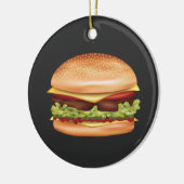 Hamburger Fast Food Illustration With Custom Text Ceramic Ornament (Left)