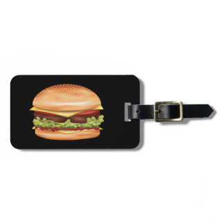 Hamburger Fast Food Illustration With Custom Text Luggage Tag