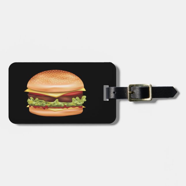 Hamburger Fast Food Illustration With Custom Text Luggage Tag (Front Horizontal)