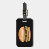Hamburger Fast Food Illustration With Custom Text Luggage Tag (Front Vertical)