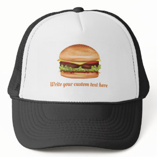 Hamburger Fast Food Illustration With Custom Text Trucker Hat