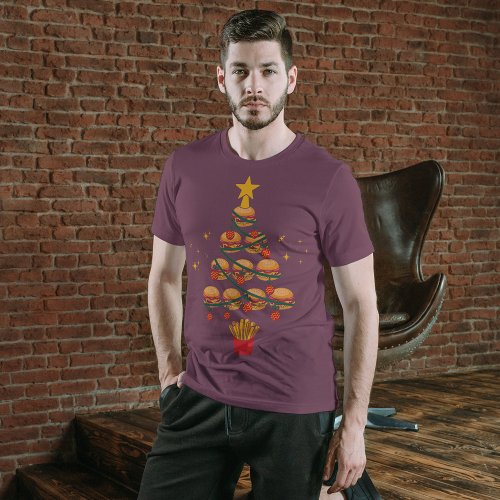 Hamburger Fast Food Lover Christmas Tree Tri_Blend Shirt