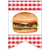 Hamburger Fast Food Red Gingham Happy Birthday Bunting Flags (First Flag)