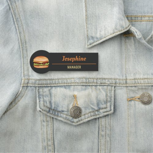 Hamburger Fast Food Restaurant Or Diner Custom Name Tag