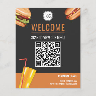 Hamburger Fast Food Restaurant Scan To View Menu Flyer
