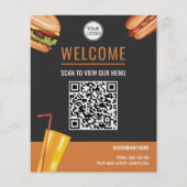 Hamburger Fast Food Restaurant Scan To View Menu Flyer (Front)