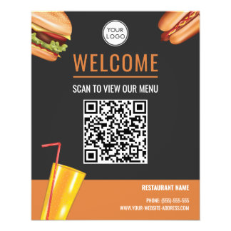 Hamburger Fast Food Restaurant Scan To View Menu Flyer