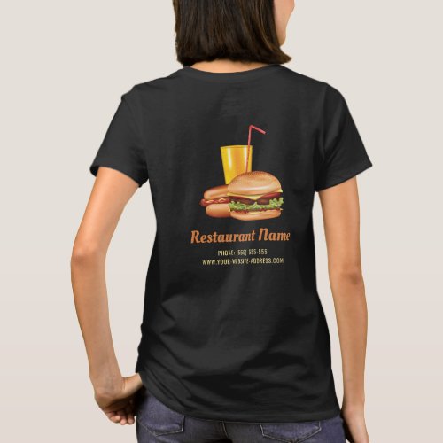 Hamburger Fast Food Restaurant With Custom Logo T_Shirt