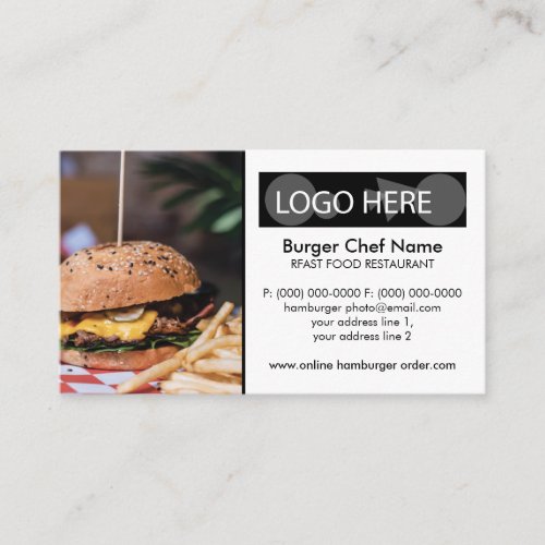 Hamburger french fries Fast Food Photo Business Card