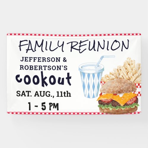 Hamburger Fries Fast Food  Family Reunion Banner