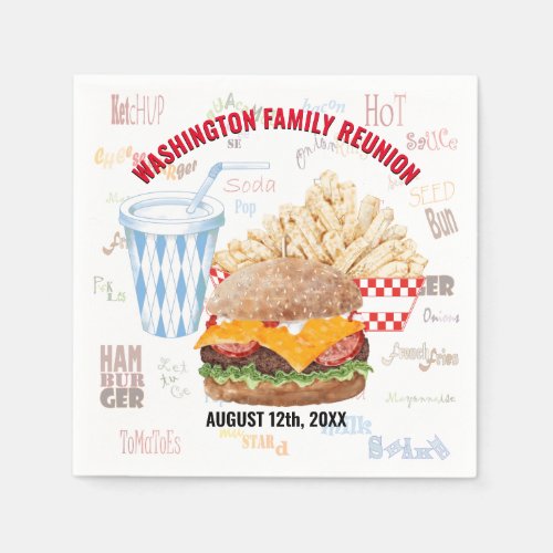 Hamburger Fries Fast Food Summer BBQ Napkins