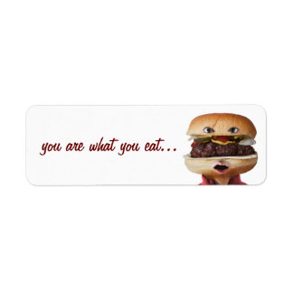 Hamburger Head Man over white Label