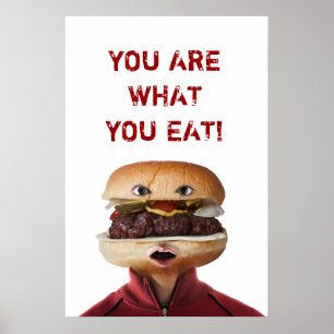 Hamburger Head Man over white Poster
