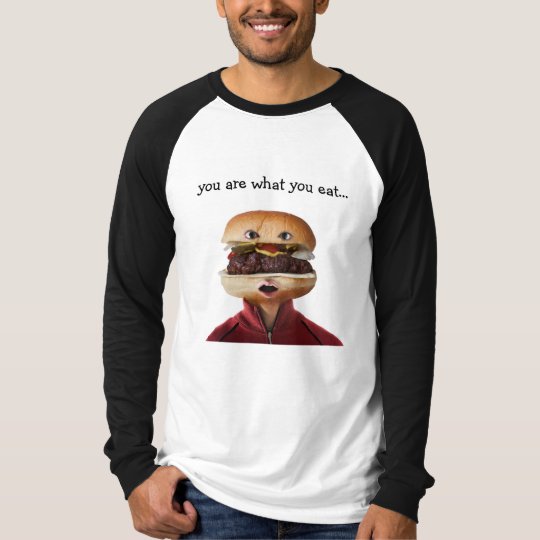 Hamburger Head Man over white T-Shirt