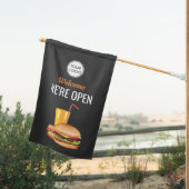 Hamburger Hot Dog And Drink Custom Logo We're Open House Flag (Insitu (Back))