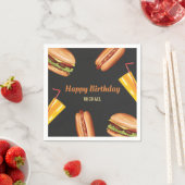 Hamburger Hot Dog BBQ Grill Food Happy Birthday Napkins (Insitu)