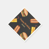 Hamburger Hot Dog BBQ Grill Food Happy Birthday Napkins (Corner)