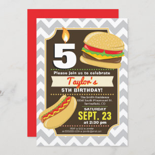 Hamburger & Hot Dog Birthday Party Invitation