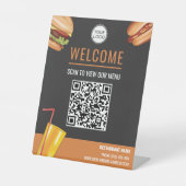 Hamburger Hot Dog Food Scan For Menu QR Code Pedestal Sign (Front)