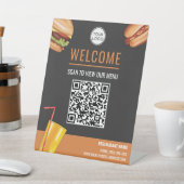 Hamburger Hot Dog Food Scan For Menu QR Code Pedestal Sign (In SItu)