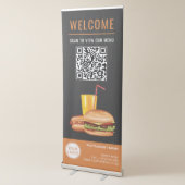 Hamburger Hot Dog Restaurant Scan QR Code For Menu Retractable Banner (3/4)