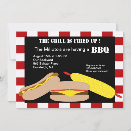 Hamburger  Hotdog Barbecue Invitation