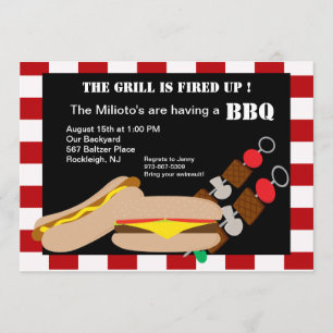 Hamburger & Hotdog with Kabobs Barbecue Invitation