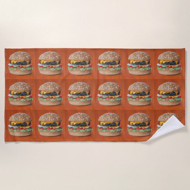 Hamburger Illustration beach towel (Front)