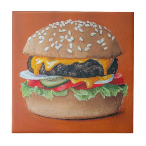 Hamburger Illustration ceramic tiles