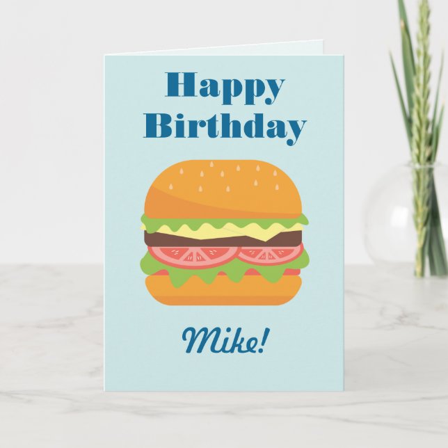 Hamburger Illustration Happy Birthday Card (Front)